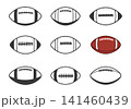 American football set in white background, American ball silhouette, outline, vector set, Sports ball vectors, Football vector bundle. 141460439