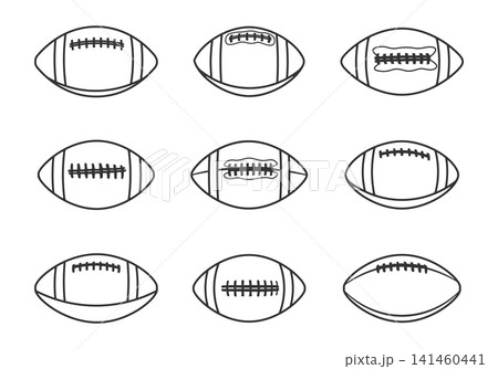 American football outline, Football outline, American football ball silhouette, Sports ball outline, American ball outline set. American football outline, Football outline, American football ball silhouette, Sports ball outline, American ball outline set. 141460441