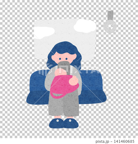 Woman looking at smartphone by train Woman looking at smartphone by train 141460685