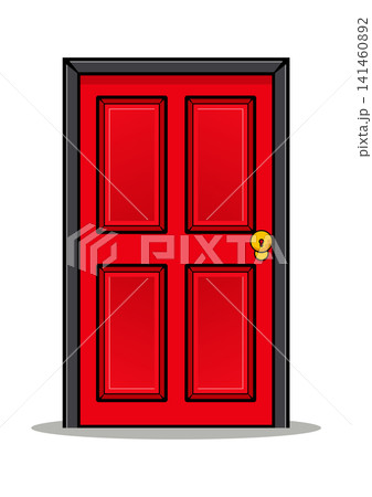 Red Panel Front Door Cartoon Vector Icon Isolated on White Background 141460892