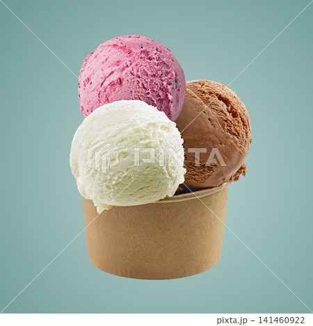 Ice cream balls in paper cup Ice cream balls in paper cup 141460922