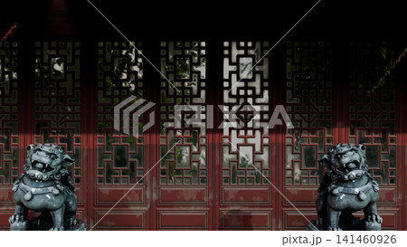 Ancient Door Of Chinese Pattern Wall  141460926
