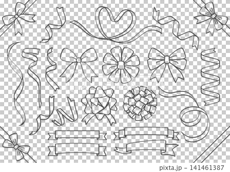 リボン 線画素材セット リボン 線画素材セット 141461387