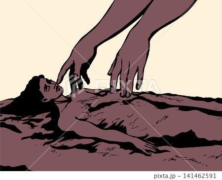 Vector drawing. Creation of man Vector drawing. Creation of man 141462591