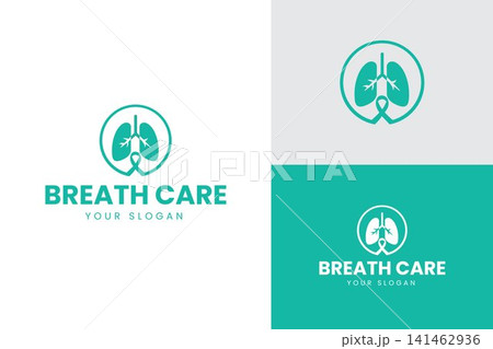 Minimalist Lung Ribbon Circle Logo with Respiratory Branches for Healthcare and Medical Branding Minimalist Lung Ribbon Circle Logo with Respiratory Branches for Healthcare and Medical Branding 141462936