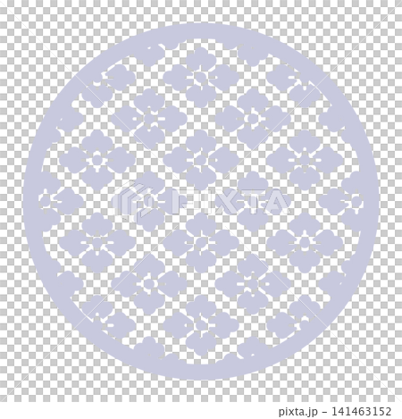 Purple circle, Japanese pattern motif with diamond flower design, round stamp Purple circle, Japanese pattern motif with diamond flower design, round stamp 141463152