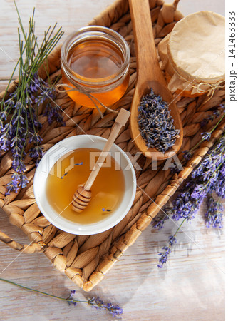 Honey and lavender for natural aromatherapy and healthy lifestyle Honey and lavender for natural aromatherapy and healthy lifestyle 141463333