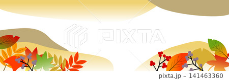 【秋】紅葉の風景をイメージしたバナーイラスト素材 141463360