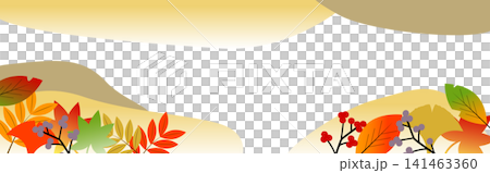 【秋】紅葉の風景をイメージしたバナーイラスト素材 141463360
