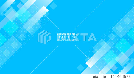青色の斜めの線と四角で組み合わせた幾何学的な背景素材 青色の斜めの線と四角で組み合わせた幾何学的な背景素材 141463678