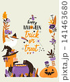 Cute Cartoon Frame With Halloween Witch and Magic Elements 141463680