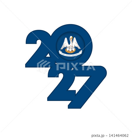 2027 banner with Louisiana flag inside. 2027 banner with Louisiana flag inside. 141464062