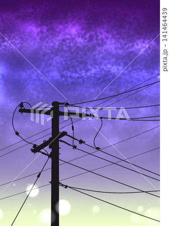 紫の夜空と電柱 紫の夜空と電柱 141464439