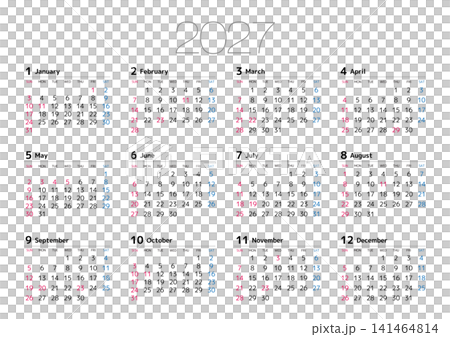 2027 Annual Calendar, Sunday Start, Landscape Layout 2027 Annual Calendar, Sunday Start, Landscape Layout 141464814