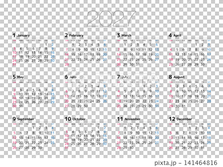 2027 Annual Calendar, Sunday Start, No Japanese Holidays Included, Landscape Layout 2027 Annual Calendar, Sunday Start, No Japanese Holidays Included, Landscape Layout 141464816