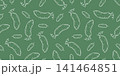Seamless pattern of white cucumber silhouettes on green background 141464851