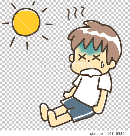 体調を崩して青ざめる男の子 太陽 体調を崩して青ざめる男の子 太陽 141465204