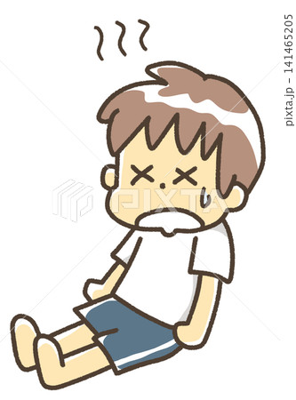 体調を崩す男の子 141465205