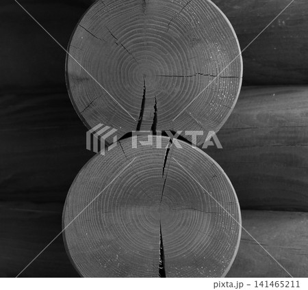 Log Edges Of Log House Joint Detailed Grayscale Square Image Log Edges Of Log House Joint Detailed Grayscale Square Image 141465211