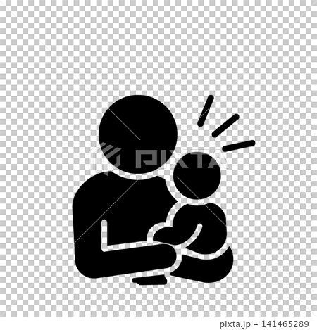赤ちゃんを抱っこしてあやす親子ピクトグラム(黒) 赤ちゃんを抱っこしてあやす親子ピクトグラム(黒) 141465289