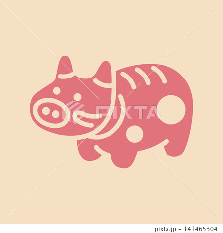 赤べこのシンプルなベクターアイコン 赤べこのシンプルなベクターアイコン 141465304