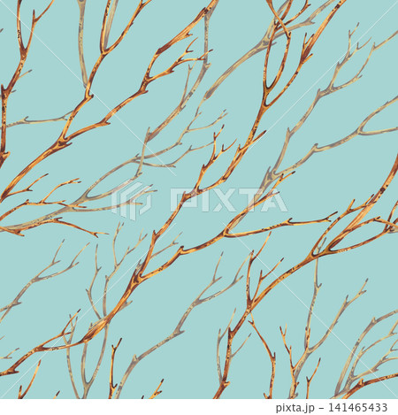 Seamless background with hand drawn watercolor tree branches. Artistic botanical pattern featuring leafless twigs. Decorative autumn textile design or wrapping paper print texture. Seamless background with hand drawn watercolor tree branches. Artistic botanical pattern featuring leafless twigs. Decorative autumn textile design or wrapping paper print texture. 141465433