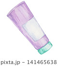 Purple cosmetic cream tube with mint cap watercolor clipart for skincare packaging, beauty branding, spa brochures, cosmetic catalogs, online shops, social media graphics and wellness stationery 141465638