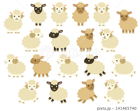 羊のキャラクターのイラストセット 羊のキャラクターのイラストセット 141465740