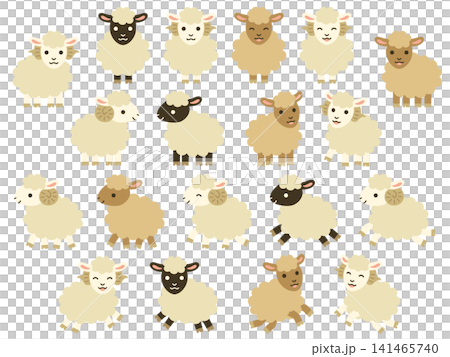 羊のキャラクターのイラストセット 羊のキャラクターのイラストセット 141465740