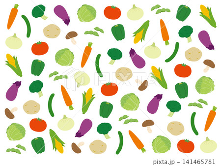色々な野菜の柄のイラスト_白 色々な野菜の柄のイラスト_白 141465781