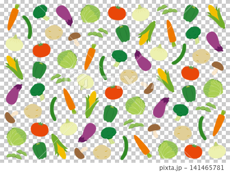 色々な野菜の柄のイラスト_白 色々な野菜の柄のイラスト_白 141465781