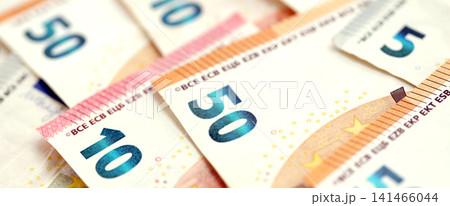 European Union Euro currency money bills. EUR currency banknotes in arrange 141466044