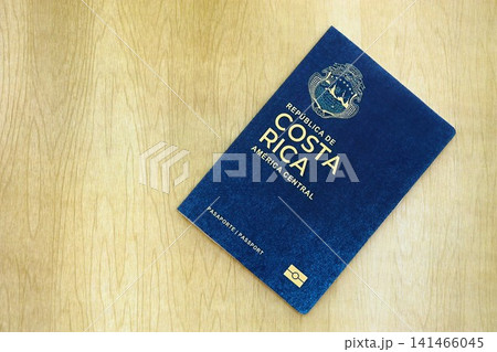 Costa Rican passport on table. Official identification document book for citizens of Costa Rica 141466045