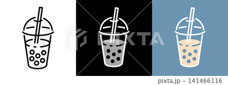 タピオカドリンクのシンプルなベクターアイコン 141466116