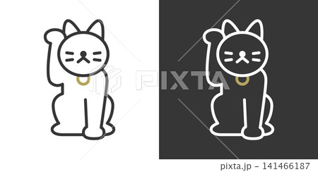 招き猫のシンプルなベクターアイコン 招き猫のシンプルなベクターアイコン 141466187
