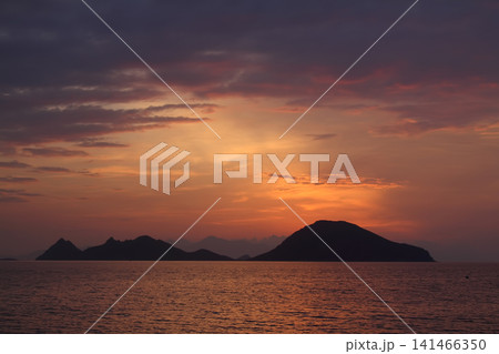 Seaside town of Turgutreis and spectacular sunsets Seaside town of Turgutreis and spectacular sunsets 141466350