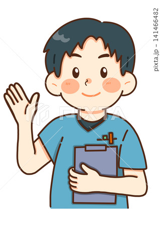 案内する男性リハビリスタッフのイラスト 案内する男性リハビリスタッフのイラスト 141466482