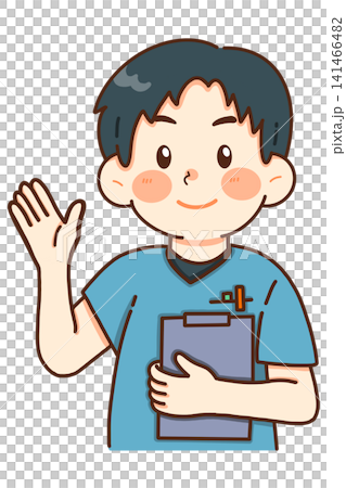 案内する男性リハビリスタッフのイラスト 案内する男性リハビリスタッフのイラスト 141466482