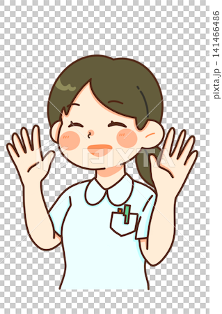 一位微笑的女護士揮手致意的插圖 一位微笑的女護士揮手致意的插圖 141466486