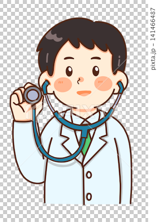 一幅男醫師用聽診器檢查病人的插圖。 一幅男醫師用聽診器檢查病人的插圖。 141466487