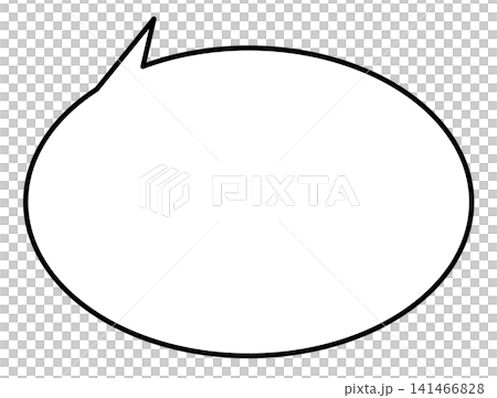 A simple, horizontally elongated oval speech bubble with the opening located in the upper left corner. 141466828
