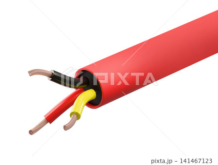 Red three core stranded copper electric cable wire Red three core stranded copper electric cable wire 141467123