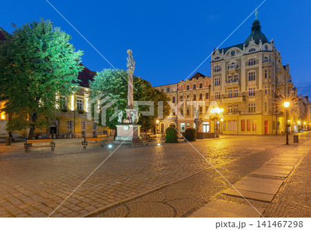 Historic Market Square with Holy Trinity Column at night in Swidnica, Poland Historic Market Square with Holy Trinity Column at night in Swidnica, Poland 141467298