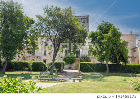 Courtyard and garden of historic Dajla monastery in Croatia 141468178