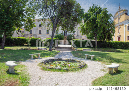 Courtyard and garden of historic Dajla monastery in Croatia Courtyard and garden of historic Dajla monastery in Croatia 141468180