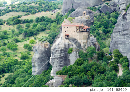 Monastery on top of rock in Meteora, Greece Monastery on top of rock in Meteora, Greece 141468499