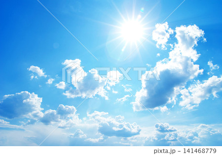 blue sky background with tiny clouds 141468779
