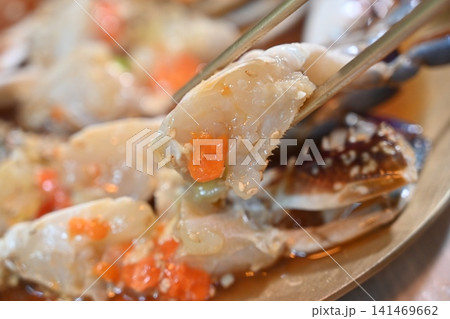 Traditional Korean Soy Sauce Marinated Raw Crab Traditional Korean Soy Sauce Marinated Raw Crab 141469662