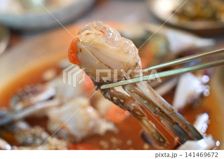 Traditional Korean Soy Sauce Marinated Raw Crab Traditional Korean Soy Sauce Marinated Raw Crab 141469672