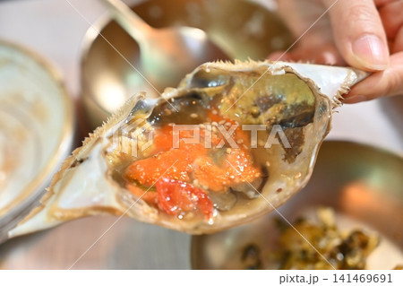 Traditional Korean Soy Sauce Marinated Raw Crab Traditional Korean Soy Sauce Marinated Raw Crab 141469691